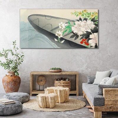Foto auf leinwand Blumenboot auf ruhigem Wasser
