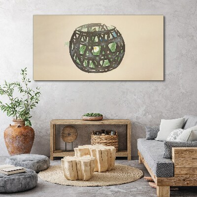 Foto auf leinwand Weidenkorb mit Grün