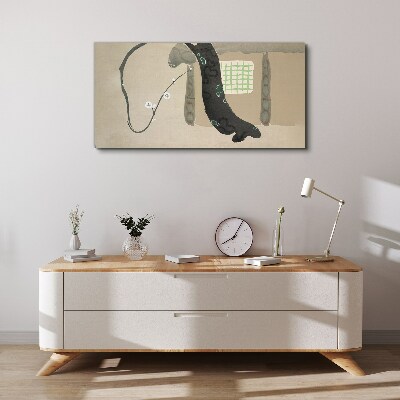 Foto auf leinwand Grüner Zweig im minimalistischen Stil