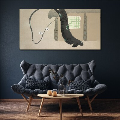 Foto auf leinwand Grüner Zweig im minimalistischen Stil