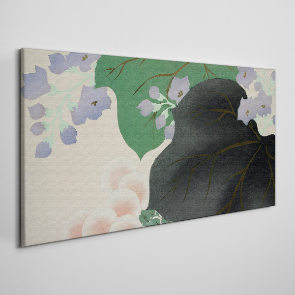 Foto auf leinwand Grünes Blatt mit Blumen