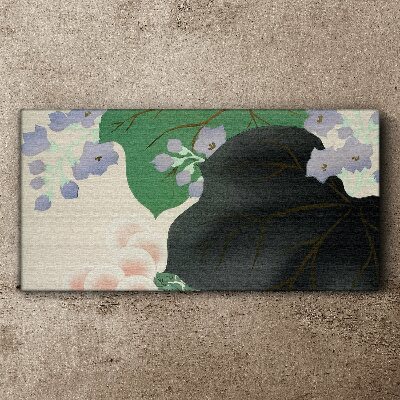 Foto auf leinwand Grünes Blatt mit Blumen