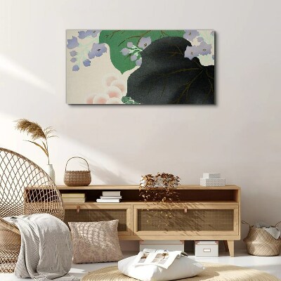 Foto auf leinwand Grünes Blatt mit Blumen