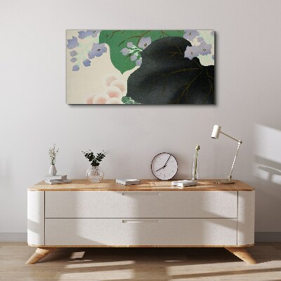 Foto auf leinwand Grünes Blatt mit Blumen