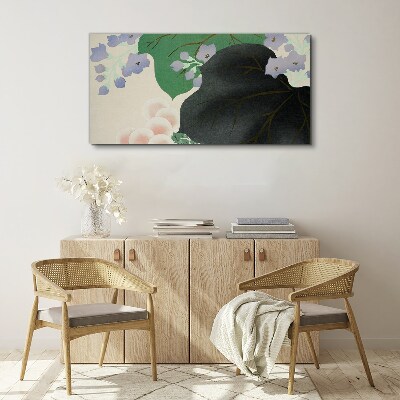 Foto auf leinwand Grünes Blatt mit Blumen