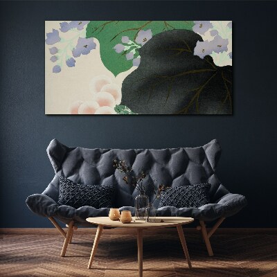 Foto auf leinwand Grünes Blatt mit Blumen