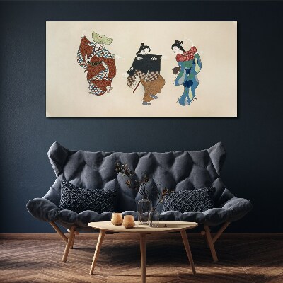 Foto auf leinwand Japanische Tänzer in traditionellen Kostümen