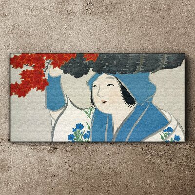 Foto auf leinwand Frauen-Kimono-Blätter