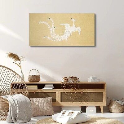 Foto auf leinwand Weißer Phönix auf goldenem Hintergrund