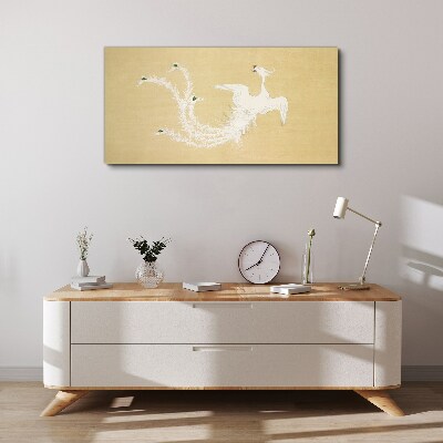 Foto auf leinwand Weißer Phönix auf goldenem Hintergrund