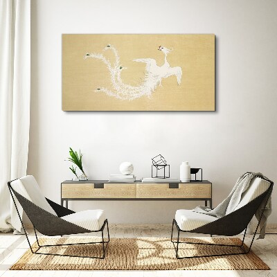 Foto auf leinwand Weißer Phönix auf goldenem Hintergrund