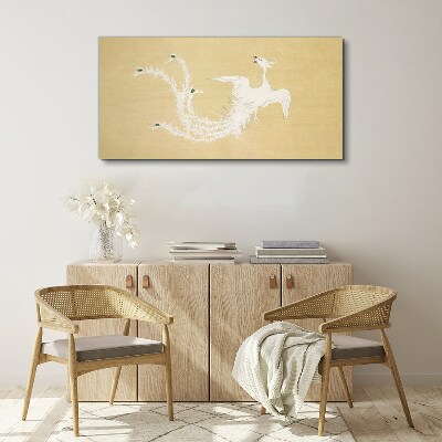 Foto auf leinwand Weißer Phönix auf goldenem Hintergrund
