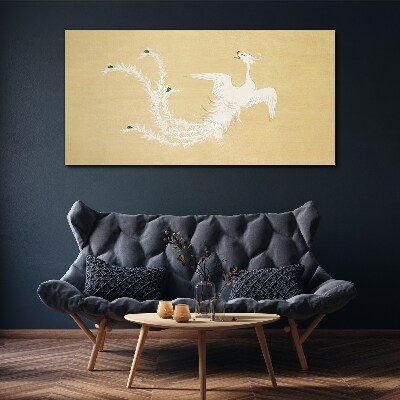 Foto auf leinwand Weißer Phönix auf goldenem Hintergrund