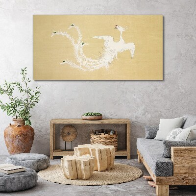 Foto auf leinwand Weißer Phönix auf goldenem Hintergrund