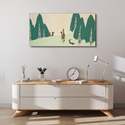 Wandbild Waldhirsche vor dem Hintergrund von Bäumen
