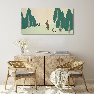 Wandbild Waldhirsche vor dem Hintergrund von Bäumen