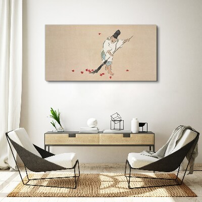 Foto auf leinwand Mönch beim Reinigen mit Blättern