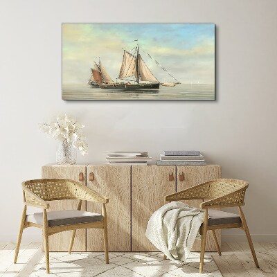 Foto auf leinwand Malerei Seeschiffe Fischer