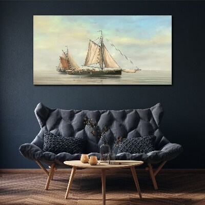 Foto auf leinwand Malerei Seeschiffe Fischer