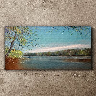 Wandbild Eine friedliche Landschaft am Fluss