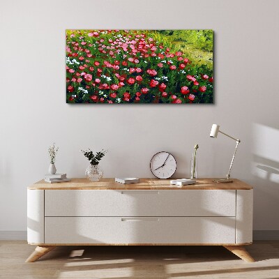Foto auf leinwand Eine Wiese voller Mohnblumen