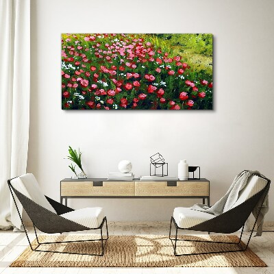 Foto auf leinwand Eine Wiese voller Mohnblumen