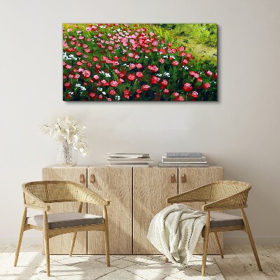 Foto auf leinwand Eine Wiese voller Mohnblumen