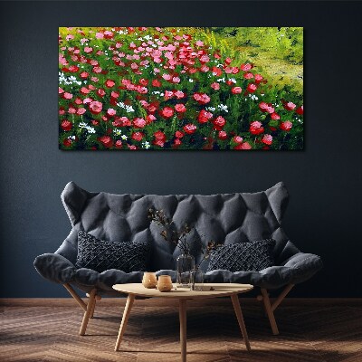 Foto auf leinwand Eine Wiese voller Mohnblumen