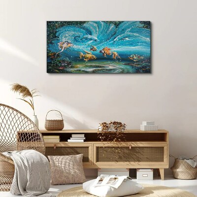 Foto auf leinwand Unterwassertanz von Delfinen und Fischen