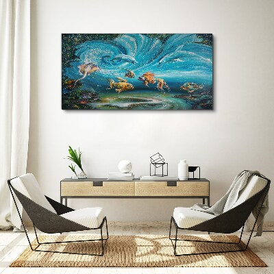 Foto auf leinwand Unterwassertanz von Delfinen und Fischen