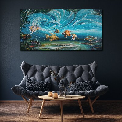 Foto auf leinwand Unterwassertanz von Delfinen und Fischen