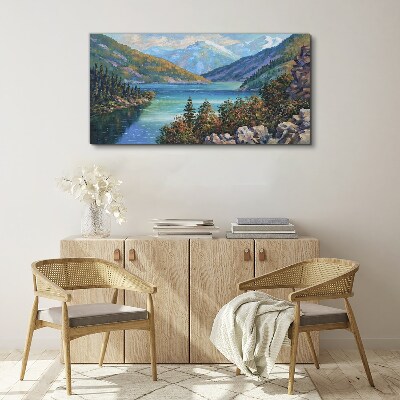 Foto auf leinwand Berglandschaft am See