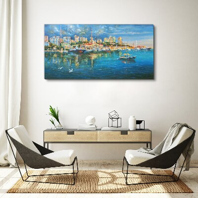 Bild auf leinwand Hafenstadt in der Sonne