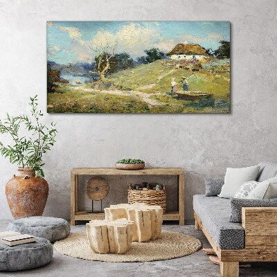Foto auf leinwand Ländliche Szenerie mit Fischern