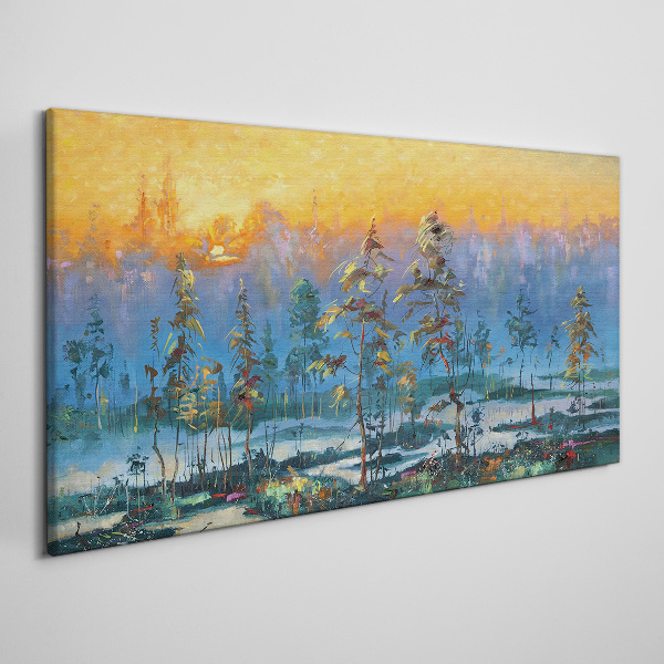 Foto auf leinwand Goldene Morgen im Wald