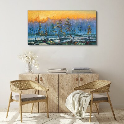 Foto auf leinwand Goldene Morgen im Wald