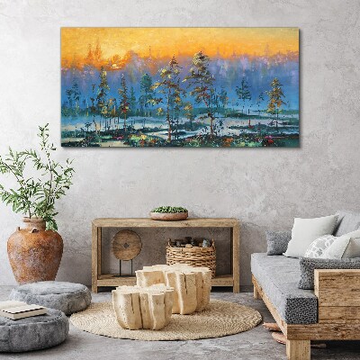 Foto auf leinwand Goldene Morgen im Wald