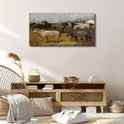 Foto auf leinwand Idyllische Landschaft mit Pferden