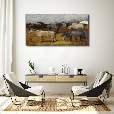 Foto auf leinwand Idyllische Landschaft mit Pferden