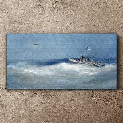 Foto auf leinwand Stürmische See mit einem Boot