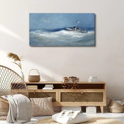 Foto auf leinwand Stürmische See mit einem Boot