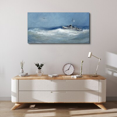 Foto auf leinwand Stürmische See mit einem Boot