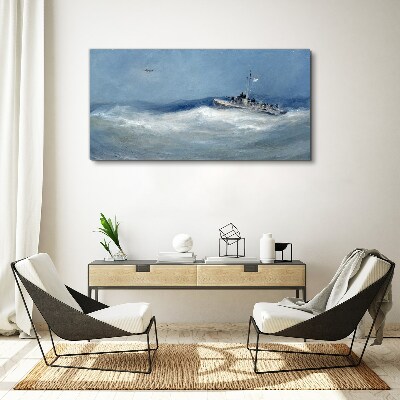 Foto auf leinwand Stürmische See mit einem Boot