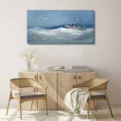 Foto auf leinwand Stürmische See mit einem Boot