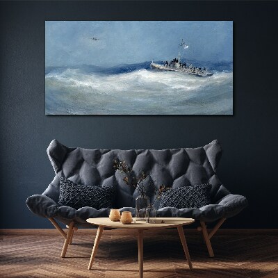 Foto auf leinwand Stürmische See mit einem Boot
