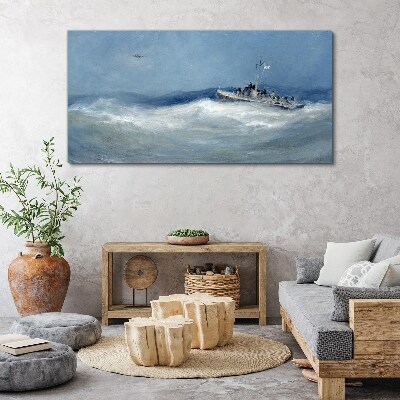 Foto auf leinwand Stürmische See mit einem Boot
