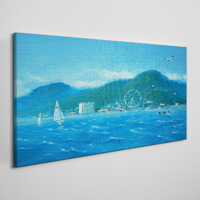 Bild auf leinwand Küstenlandschaft mit Vergnügungspark