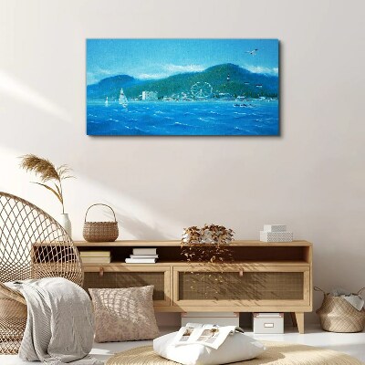 Bild auf leinwand Küstenlandschaft mit Vergnügungspark