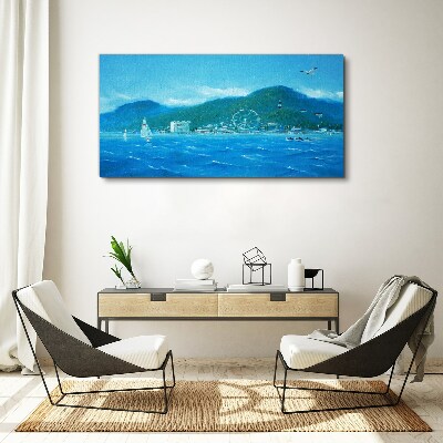 Bild auf leinwand Küstenlandschaft mit Vergnügungspark