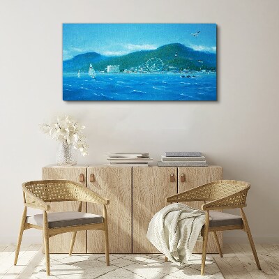 Bild auf leinwand Küstenlandschaft mit Vergnügungspark